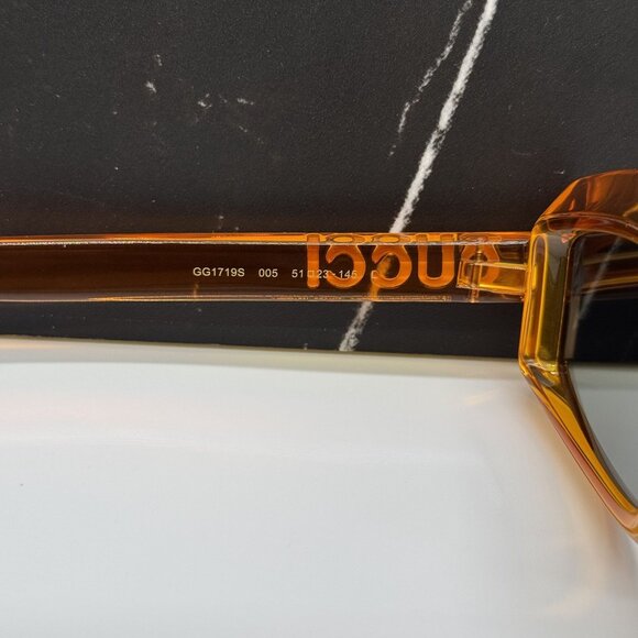 NEW GUCCI SUNGLASSES GG1719S 005 ORANGE GRAY EYEWEAR - Picture 8 of 10